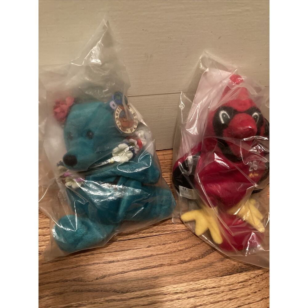 Lot Of 2 Planet Plush. Mark McGwire Mac 25, Leilani Hawaiian Bear. NIP. Vintage